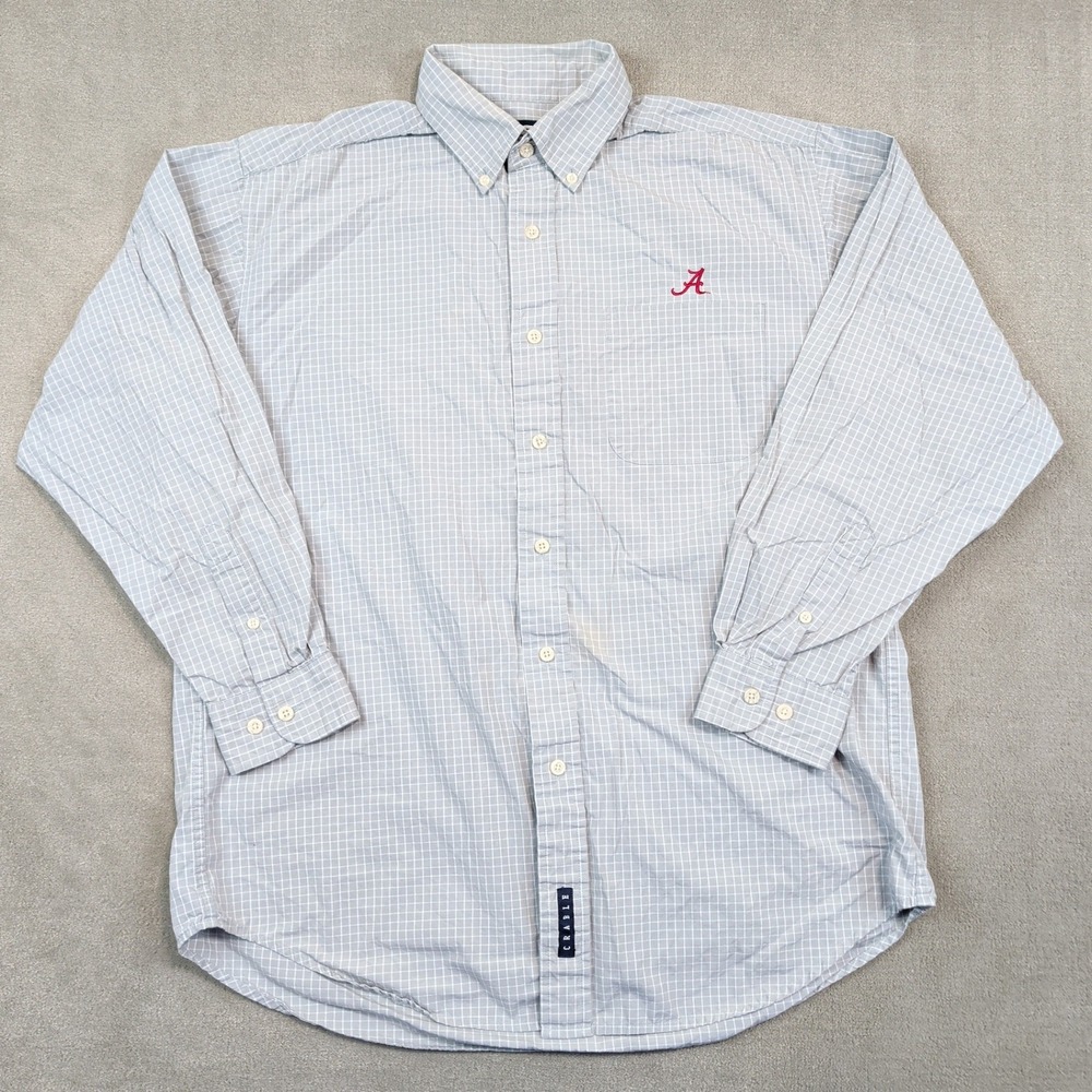 Crable Vintage Alabama Crimson Tide Shirt Medium Grey Cotton Grid Button Down